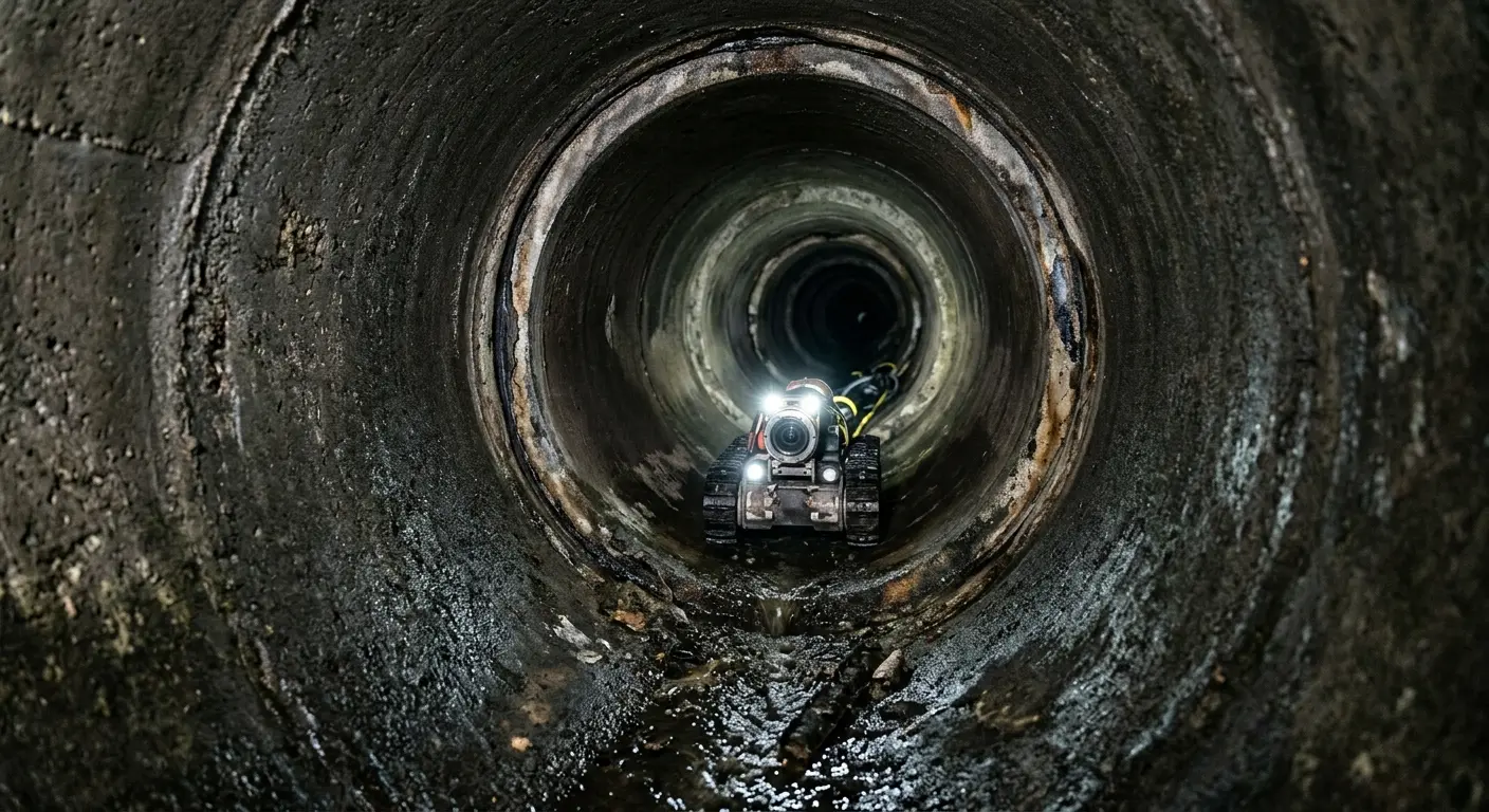 Robotic sewer camera inspecting pipe interior for Drain Snake Service in Forest City